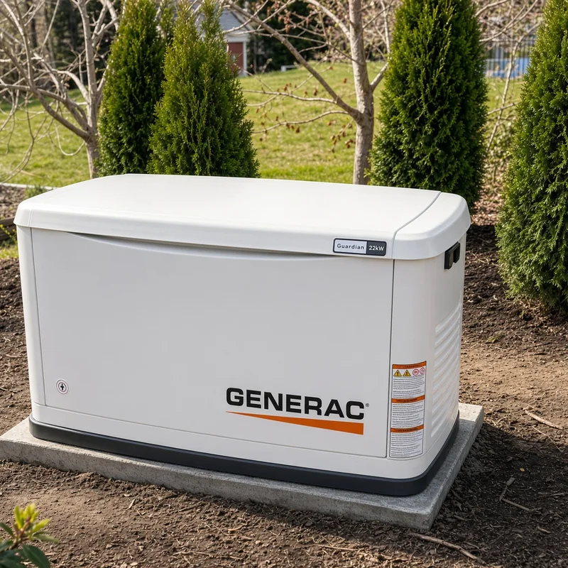 Standby generator installed on a concrete pad by Tatra